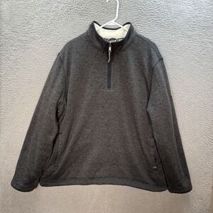 Orvis Sweater Adult 2XL XXL Gray Pullover 1/4 Zip Sherpa Fleece Lined Sweatshirt